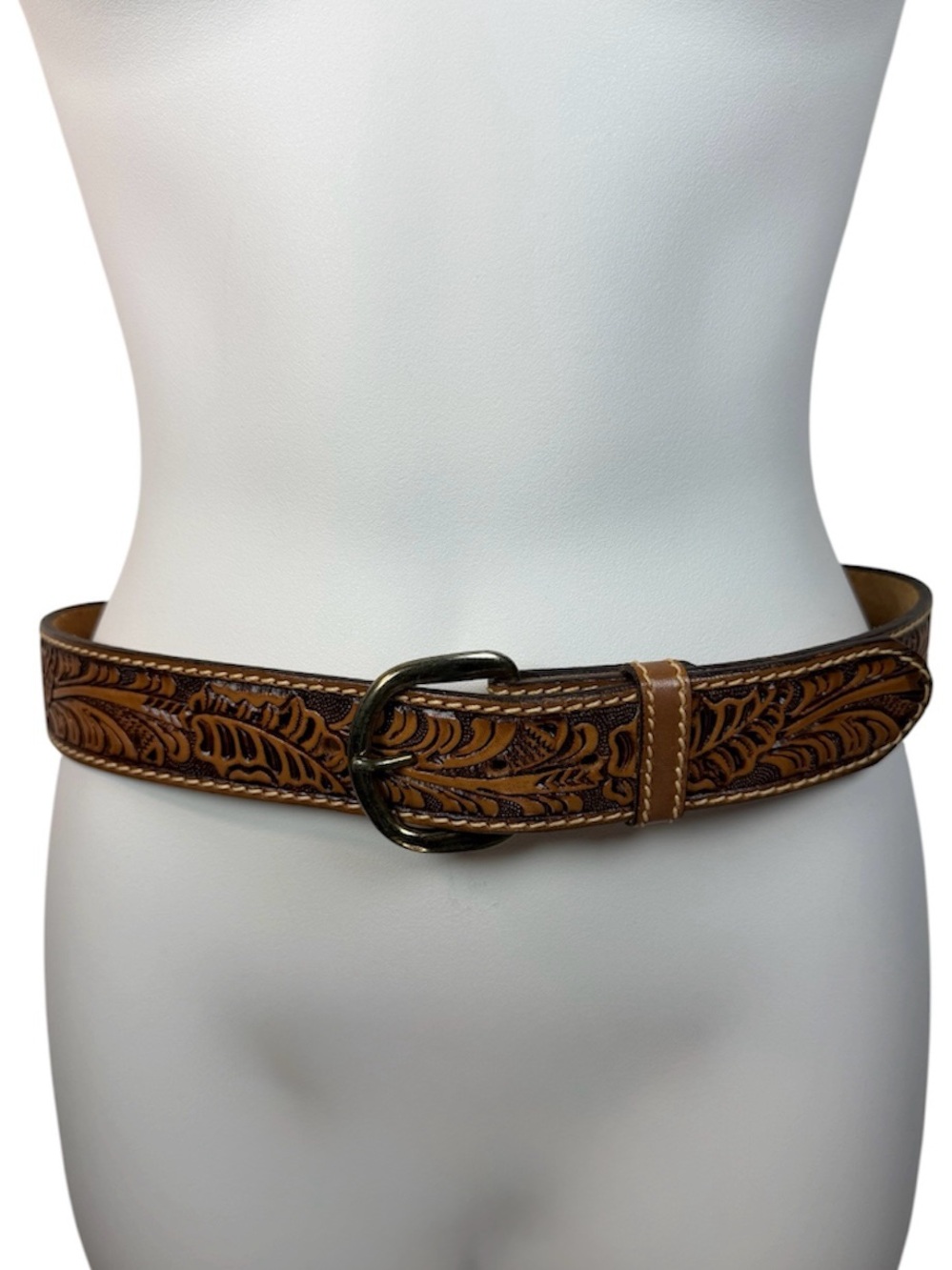 Womens Western Saddle Leather Belt Sheplers Floral Leaf Size 30 Coastal Cowgirl